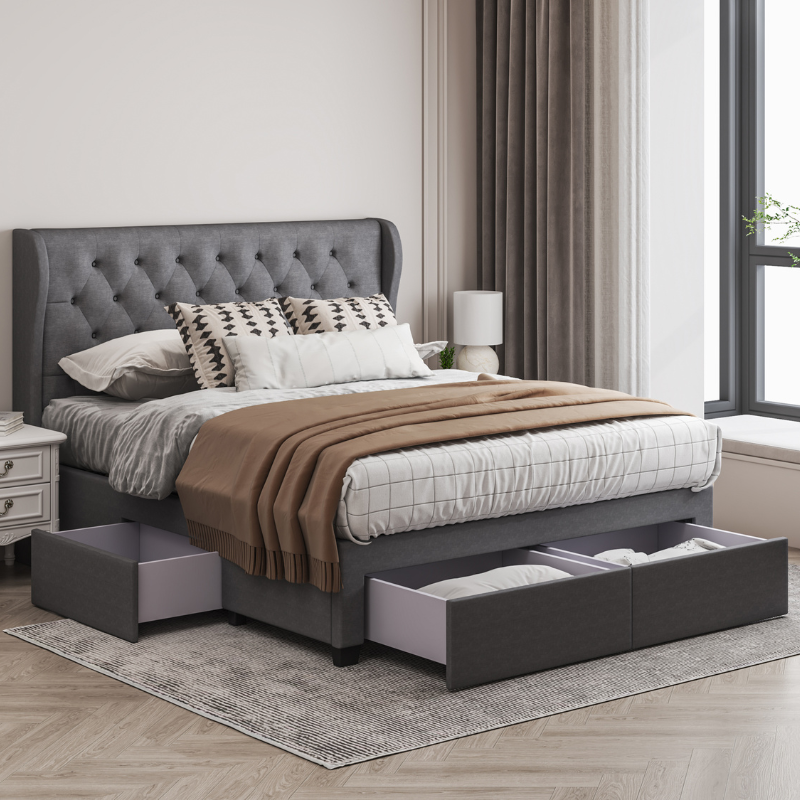 Dora Ash Platform Bed - Bed Frames - Aykah Bedroom Furniture – aykah