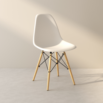 Chaise blanche Eiffel avec pieds en bois