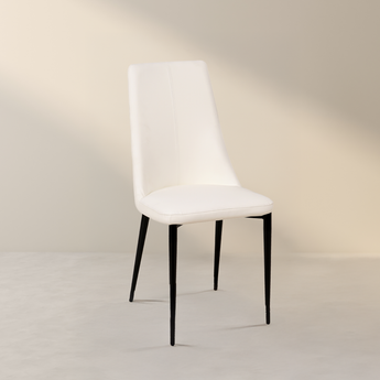 Chaise en PU blanc marin avec pieds noirs