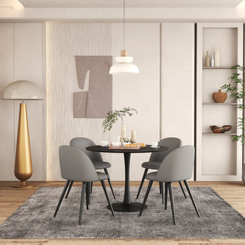 Alan Grey PU Dining Chair + Blanco Black Table Large