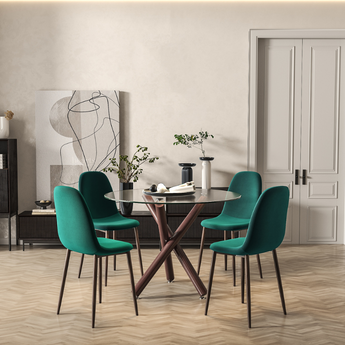 Sera Jade Dining Chair w/ Oak Legs + Ace Oak Dining Table